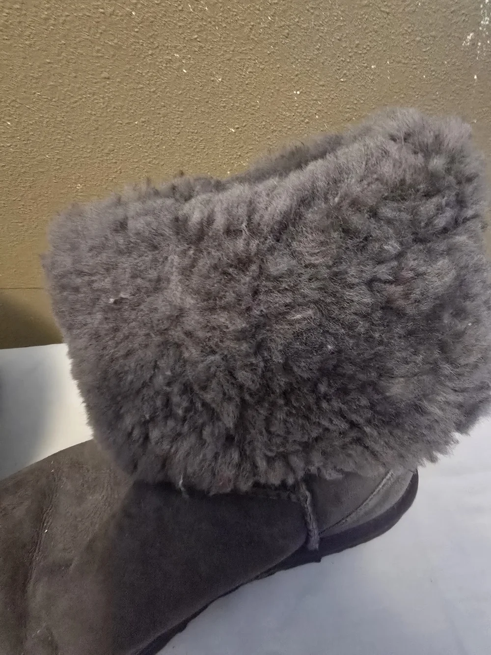 Tall Suede Winter Boots in Dark Gray Size 8